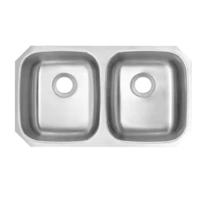 Picture of UE32189 Undermount 18-Gauge Stainless Steel 32 in. x 18-1/2 in. x 9 in. Deep 50/50 Double Bowl Kitchen Sink with Brushed Finish